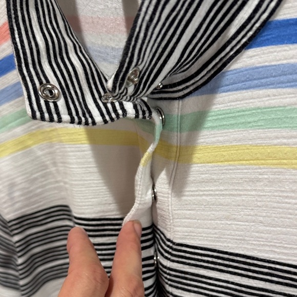 Talbots Black and White Striped Top Medium A10 - Picture 4 of 10